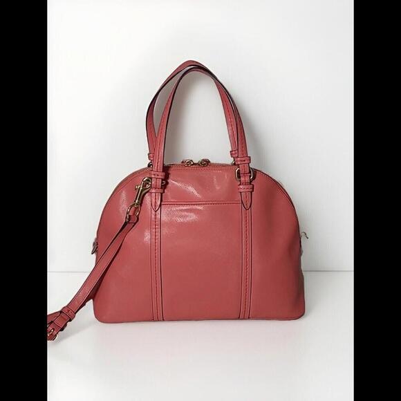 COACH Coral Saffiano Peyton Cora Domed Crossbody Satchel Purse Bag Shoulder - Picture 2 of 12